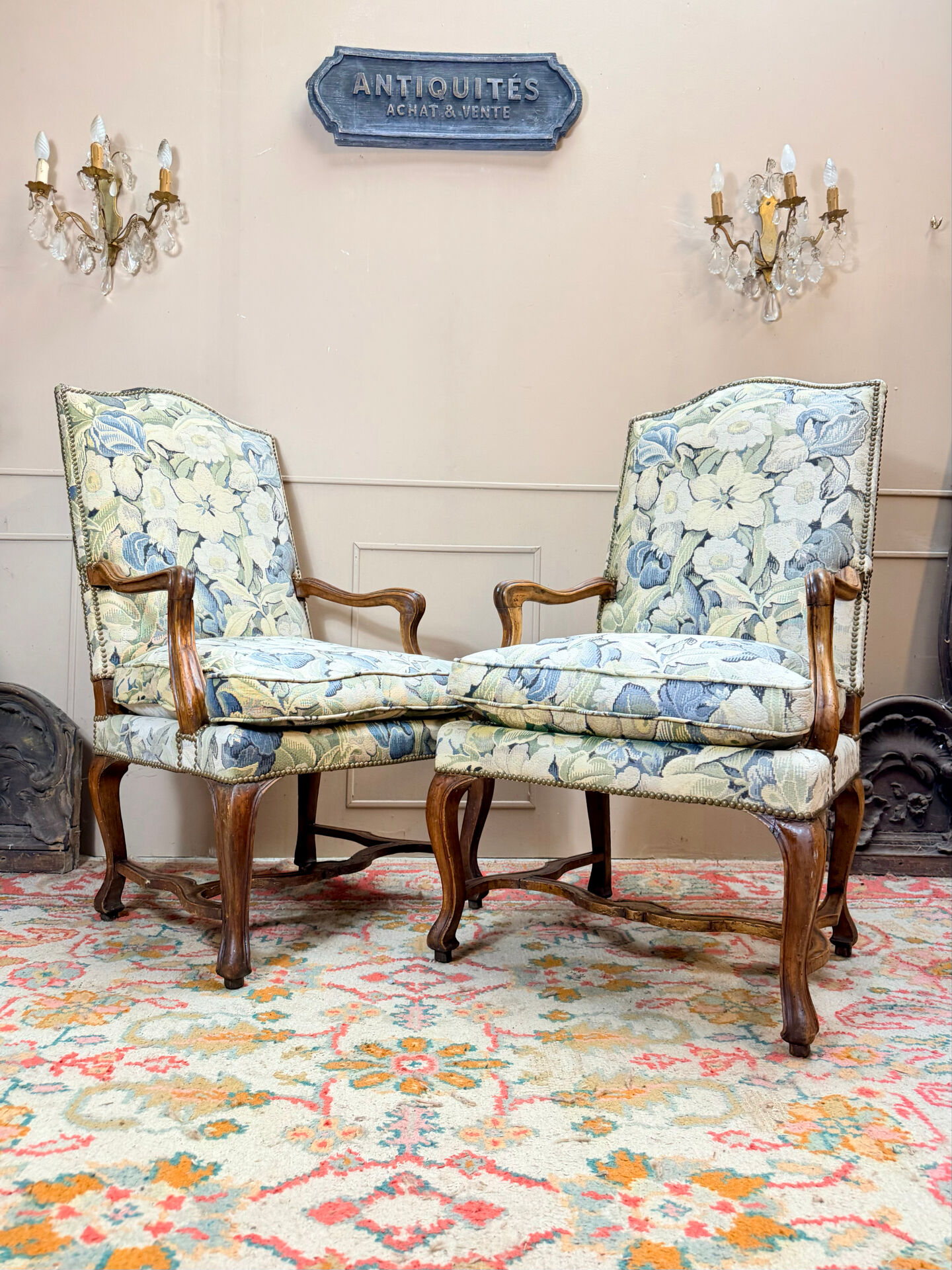 PAIR OF WALNUT ARMCHAIRS FROM THE LOUIS XV XVIII CENTURY