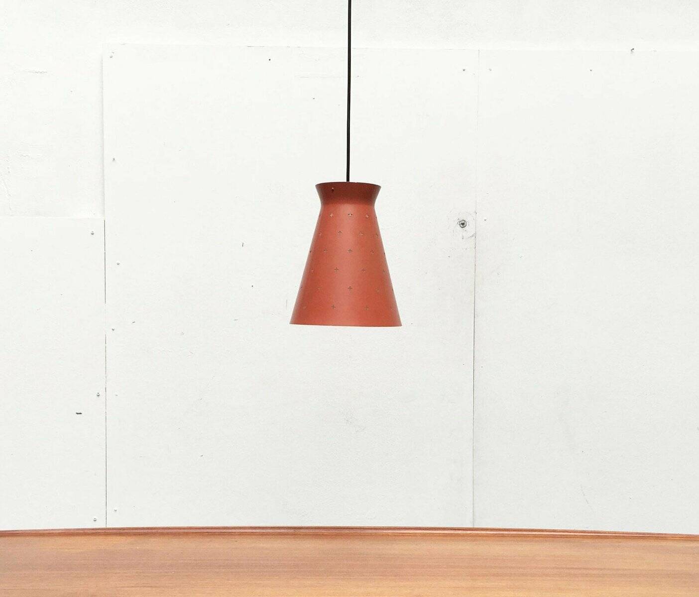 Perforated metal pendant light, mid-century design, 1960s.