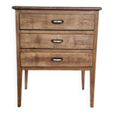 Vintage wooden side table with 3 drawers - 1960s