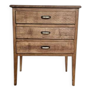 Meuble d'appoint vintage en bois avec 3 tiroirs - Années 60