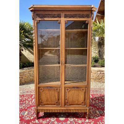 Louis XVI-style walnut library showcase