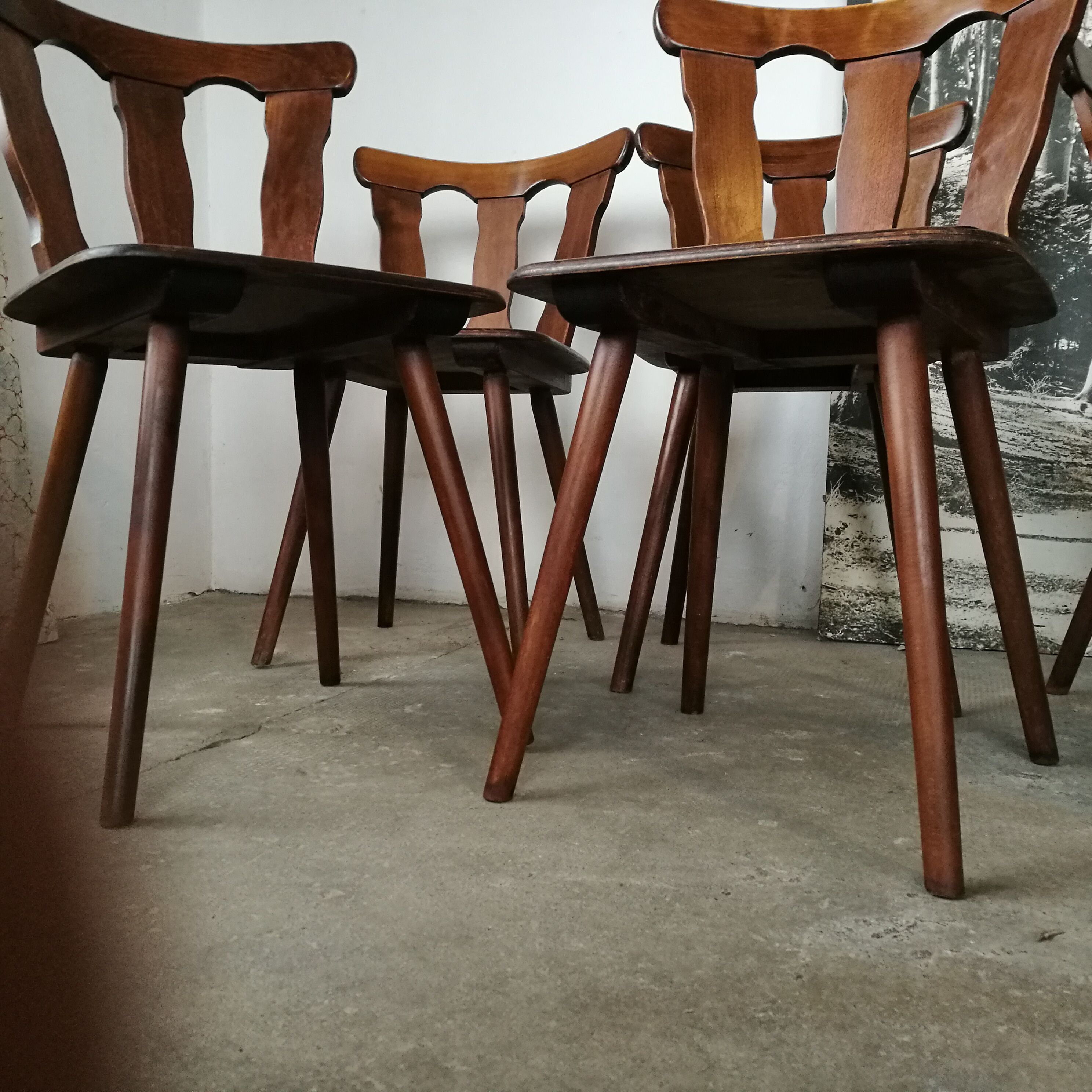 Set of 6 all-wood bistro chairs