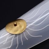 Pair of white and gold wall lights, sun decor, 1950s