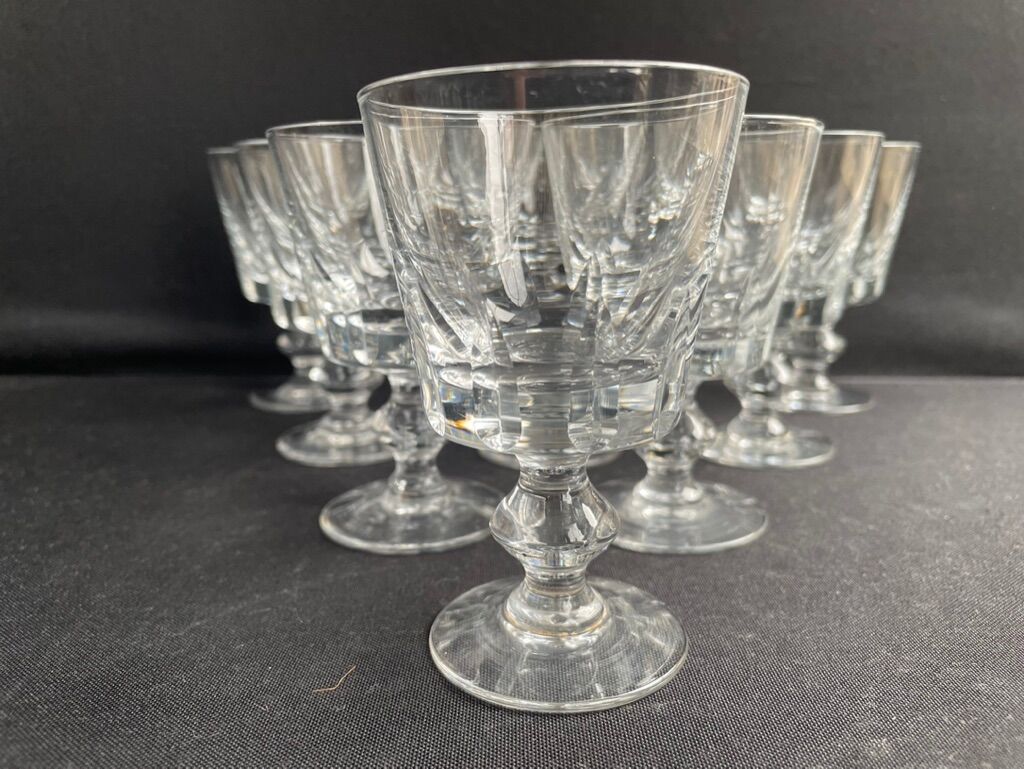 10 crystal port stemmed glasses - XXth