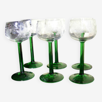 Series of six Romer white wine glasses