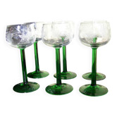 Série de six verres Romer à vin blanc