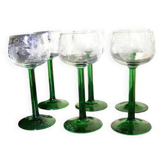 Series of six Romer white wine glasses