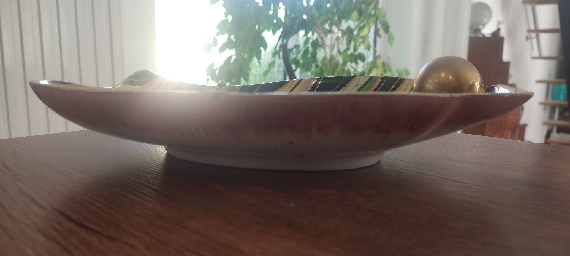 Vintage ceramic plate Hubert Bequet Quaregnon gold - No. 477