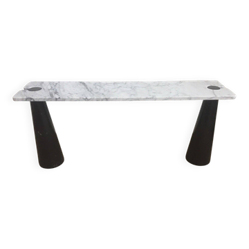 Console Eros en marbre noir et blanc par Angelo Mangiarotti pour Skipper, années 1990.
