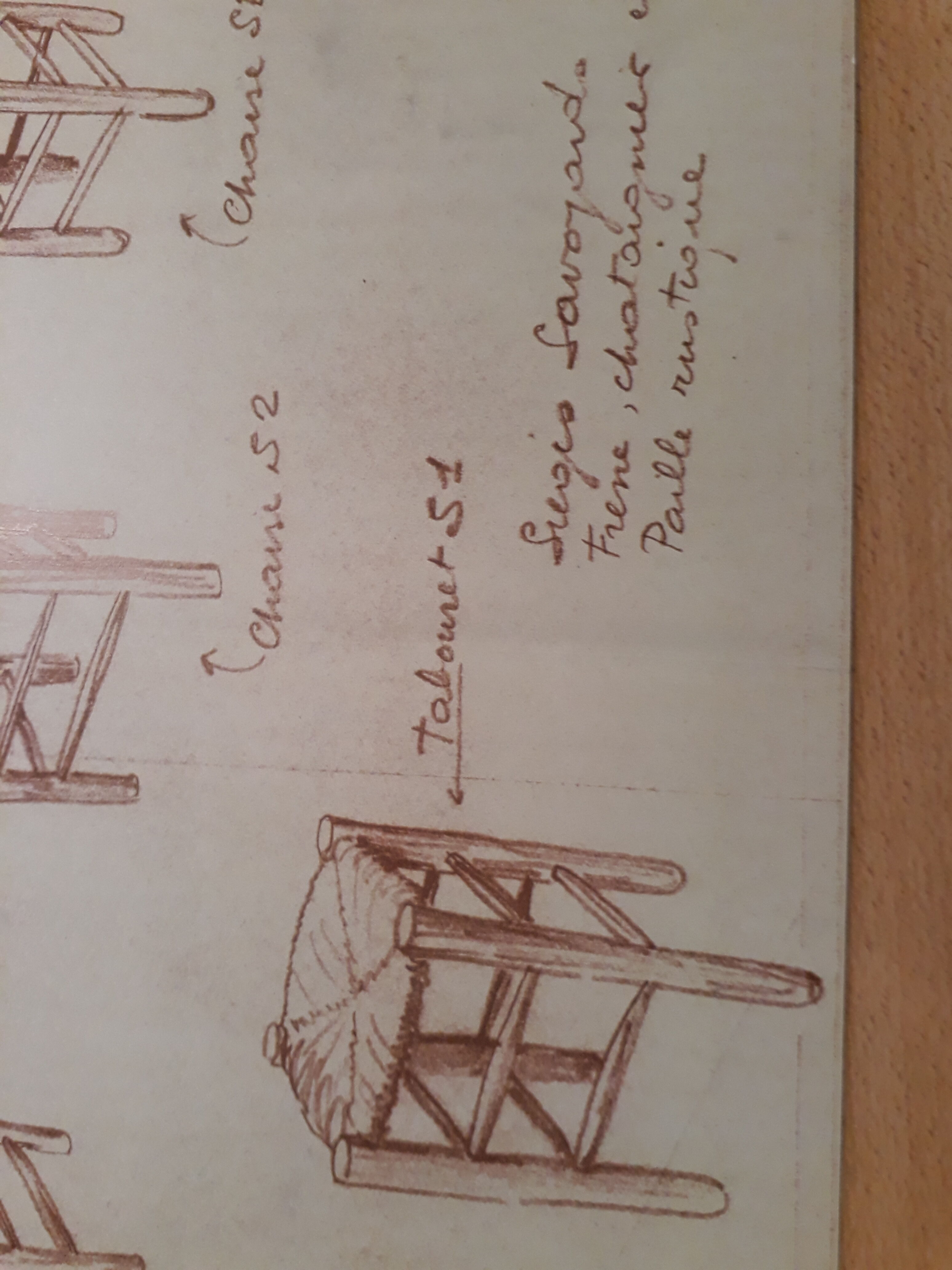 Pair of stools savoyards"wood and straw 1960