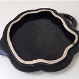 Plateau fromage en céramique feuille noire Vintage 1950