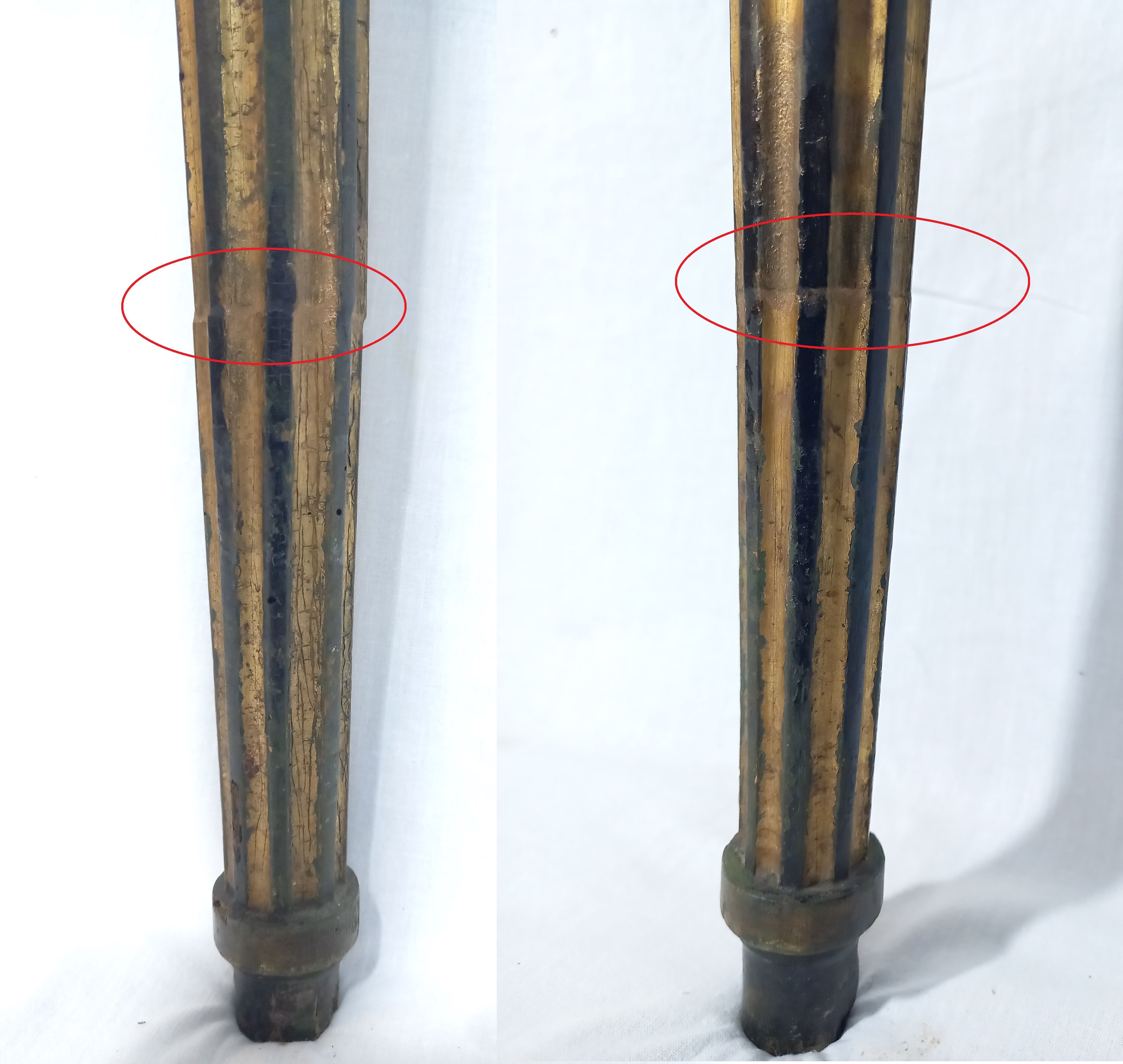 19th century Louis XVI style console table in black and gold with white marble shelf