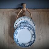 Quartet of mismatched blue plates