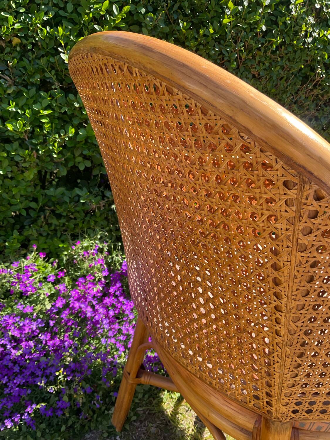 Mc Guire style armchair in rattan and caning from the 1980s.