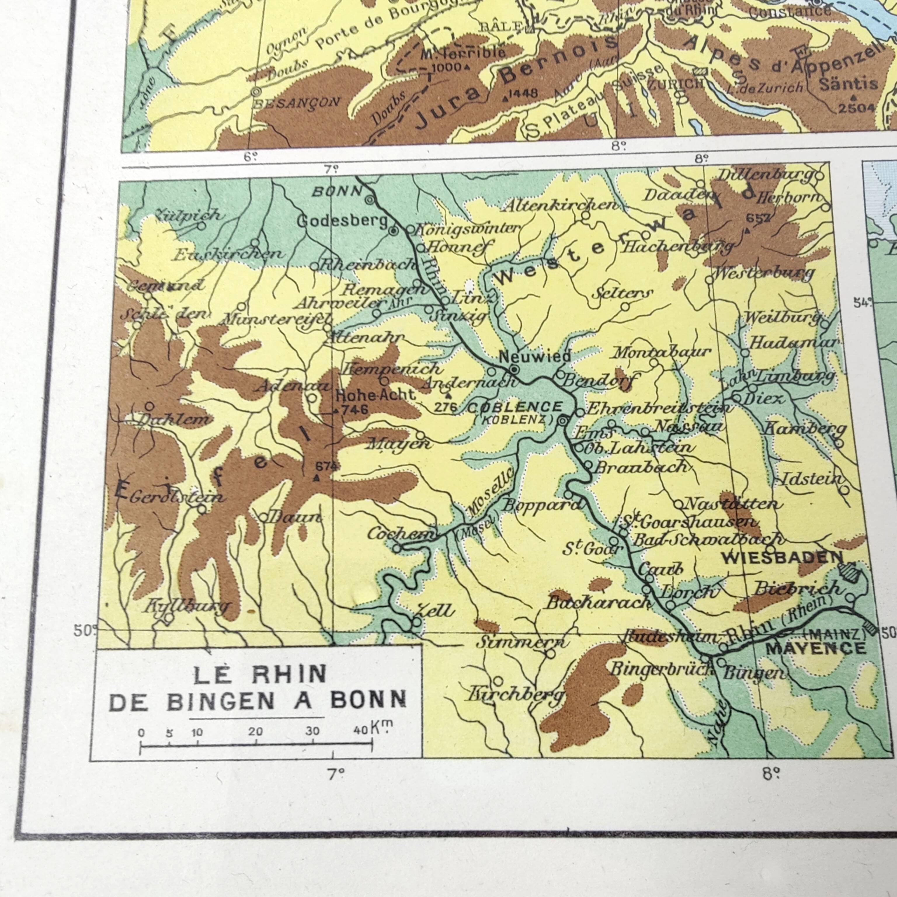 Old map of Northern Europe, Germany, Poland, Denmark, 43x43cm, from 1950