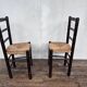 Paire de chaises brutaliste bois paille