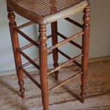 Tabouret ancien cannage et bois tourné