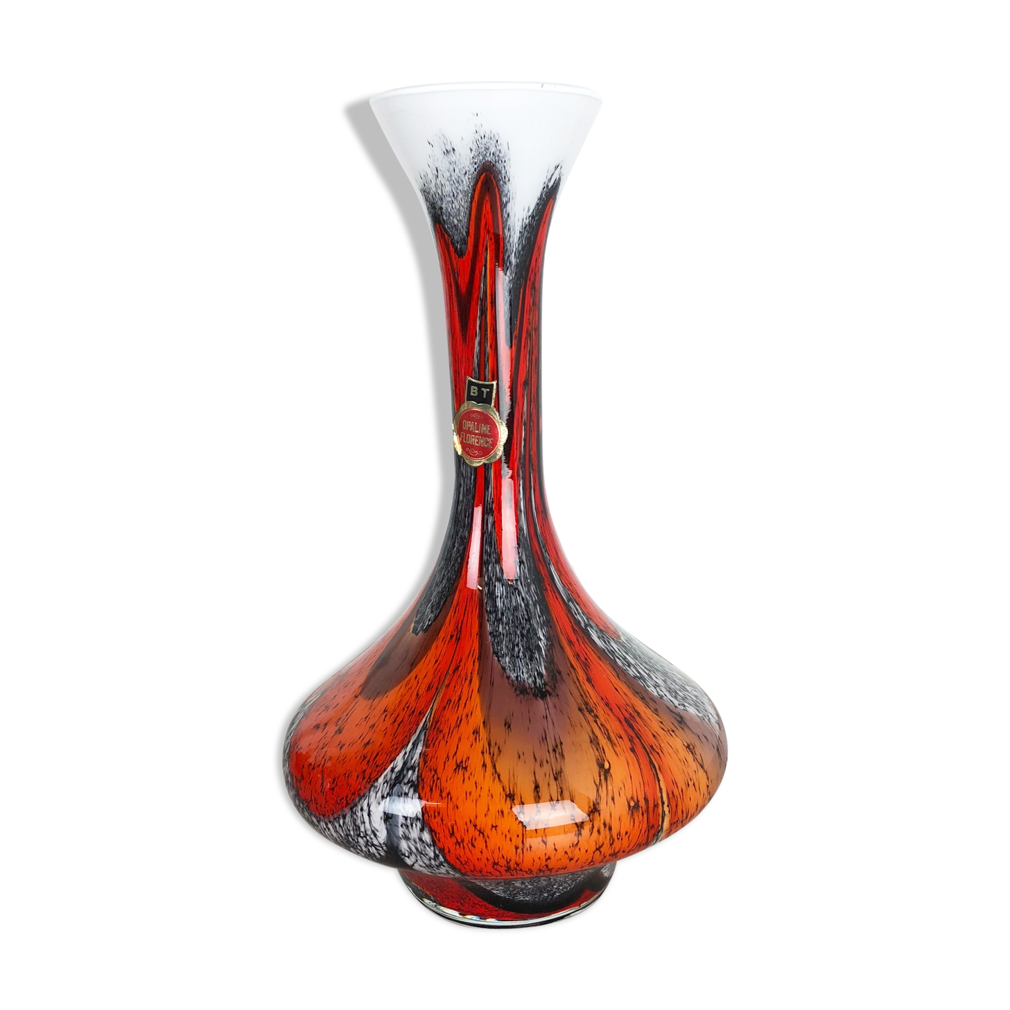 Extra Large Vintage Pop Art Opaline Florence Vase Design 1970s, Italy
