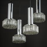 Large glass cascade chandelier designed for Staff Leuchten, Germany, 1970s.