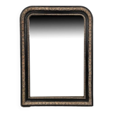 Napoleon III curved mirror, blackened wood frame with cream trim