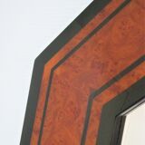 Octagonal wooden mirror by Jean-Claude Mahey