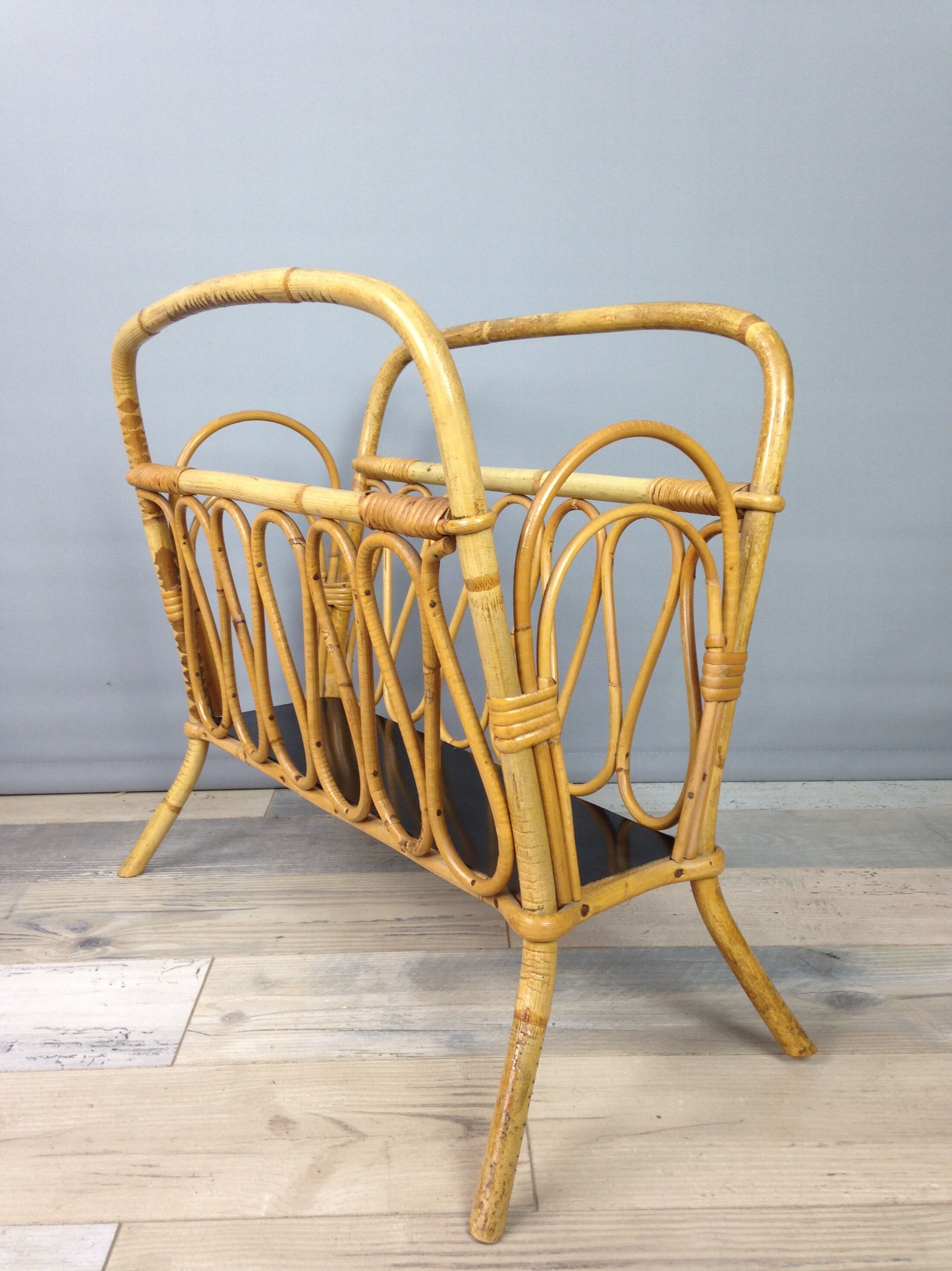 60s magazine holders in rattan and black formica