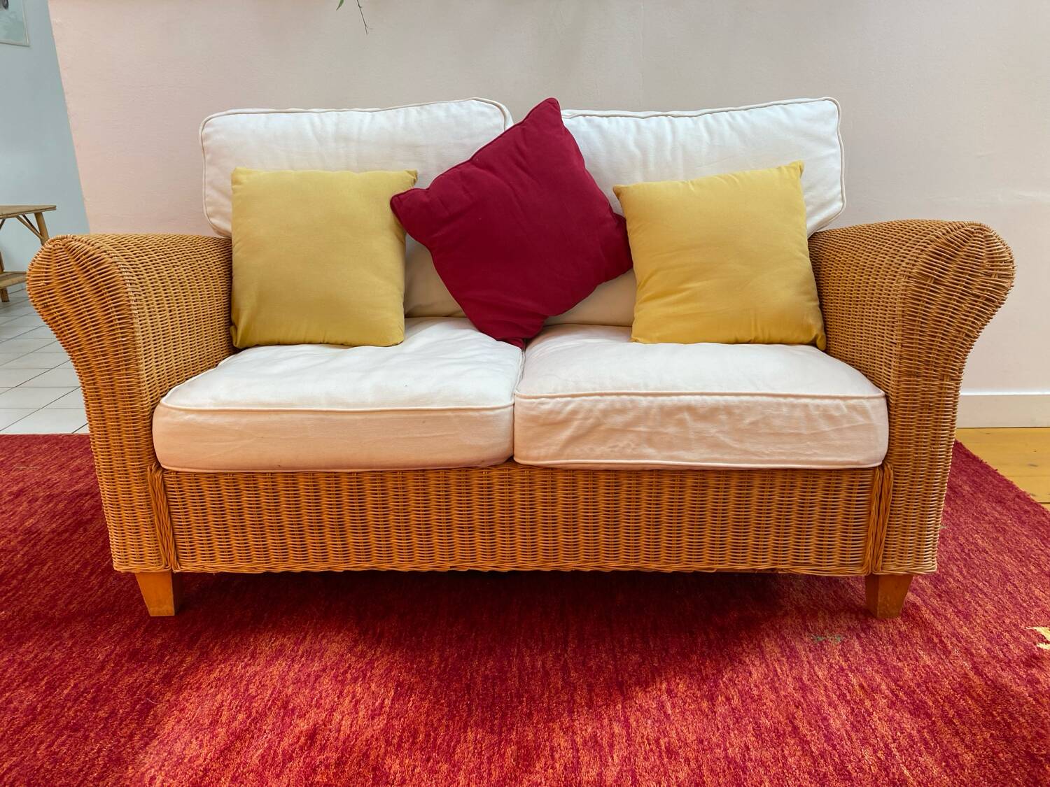 Antique 2-seater rattan sofa from the 70s