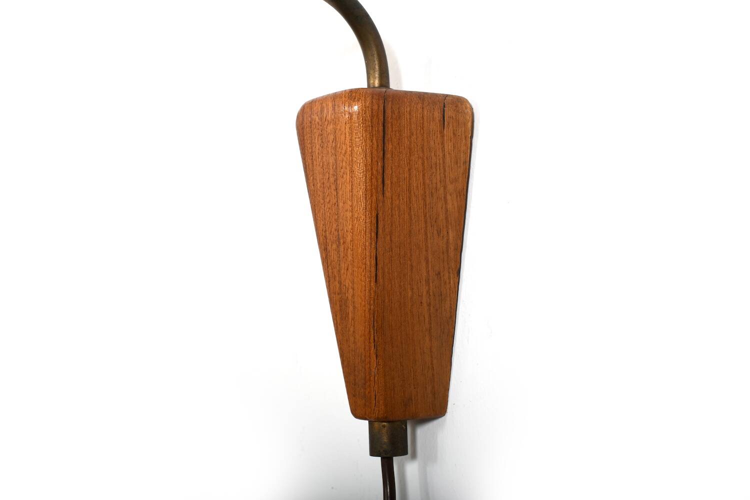 Rare Danish Wall Lamp in Brass and Teak 1950s