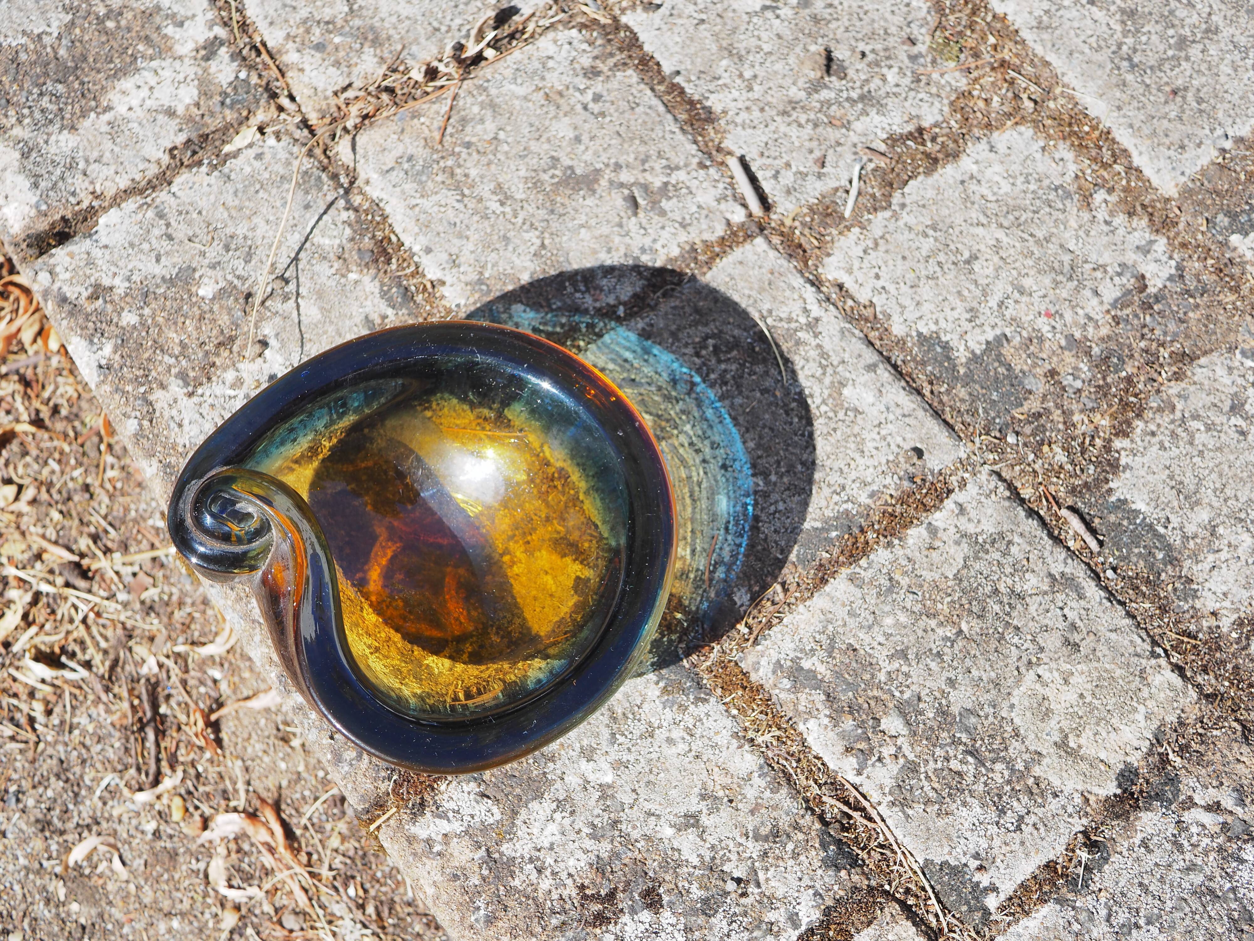 Amber & blue murano glass pocket empty and shell shape - 60s / 70s