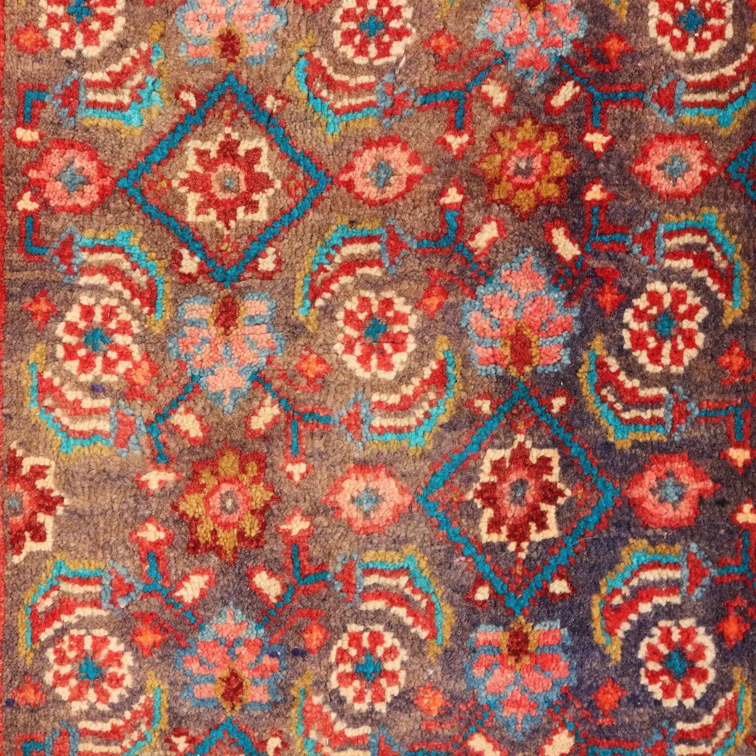 Tapis Bidjar ancien en coton et laine, gros nœud, 110 x 43 In