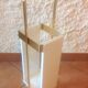 White lacquered wood and brass umbrella stand / vintage 60s-70s