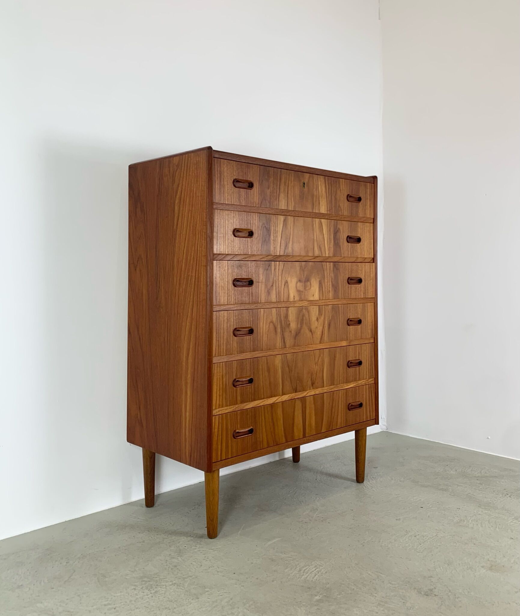 Danish teak chest of drawers tallboy midcentury 1960s