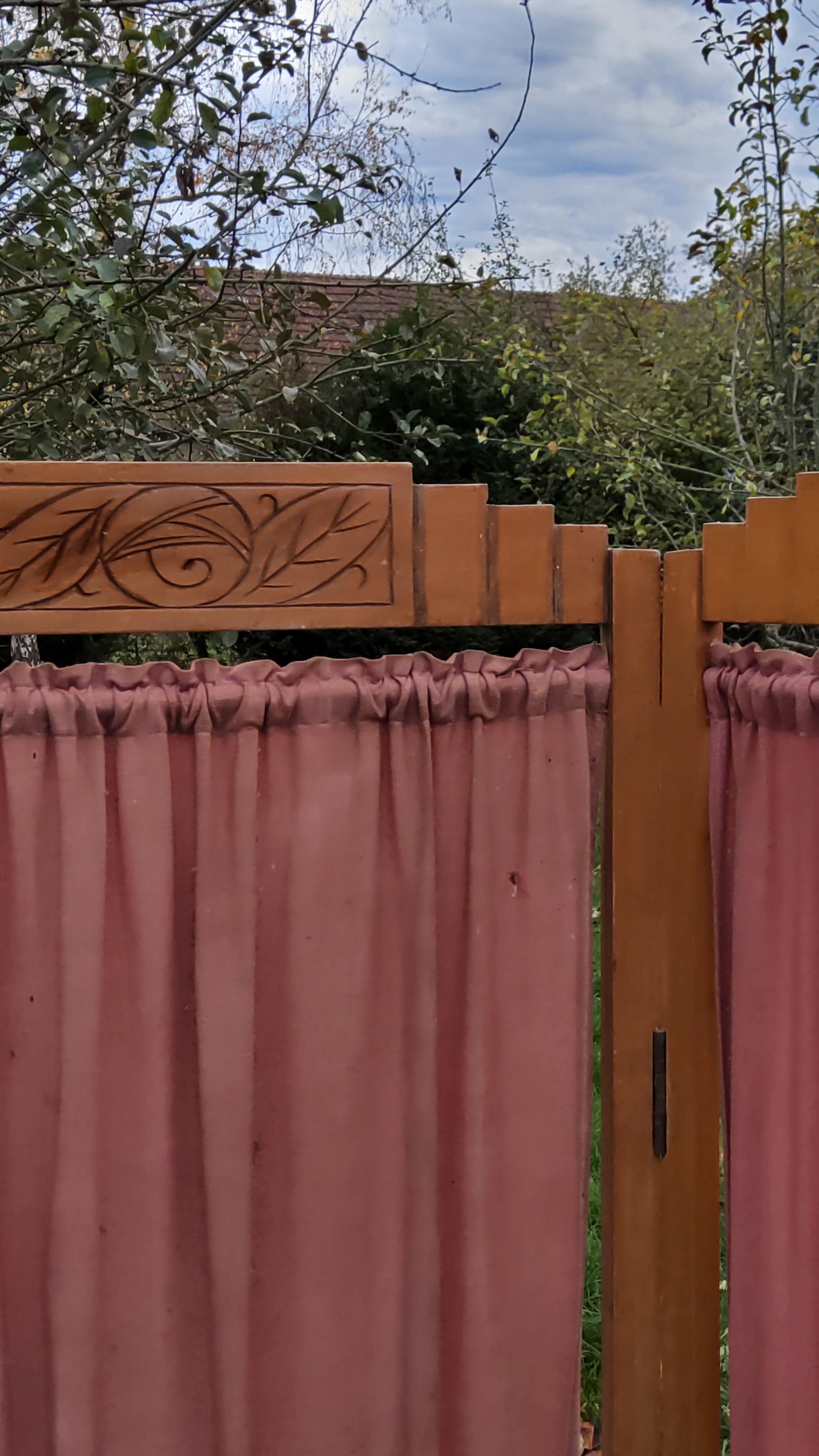 Art Deco screen 6 leaves in beech and fabrics of the 30s