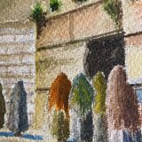 Tableau aquarelle originale 1949 "Mur des lamentations - Jérusalem" G. KUGELEM