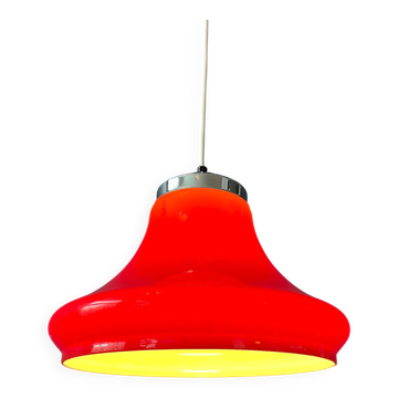 Suspension Space Age rouge en plexiglas avec dessus chromé