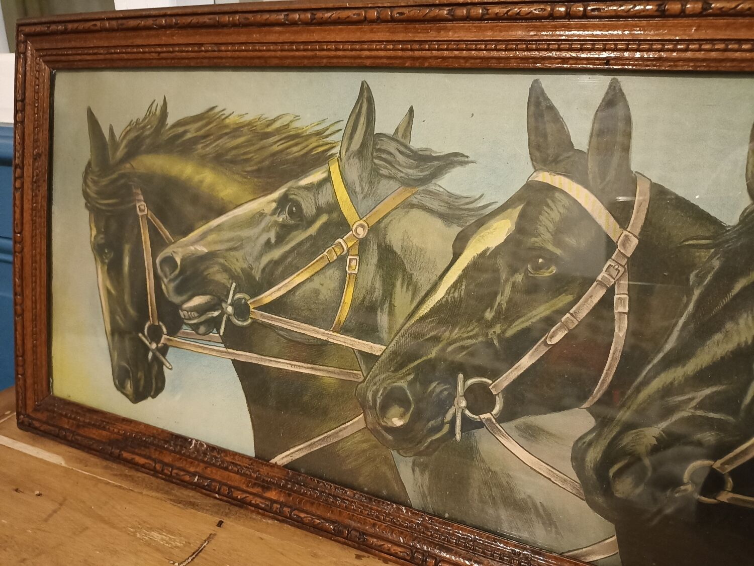 Tableau ancien chevaux