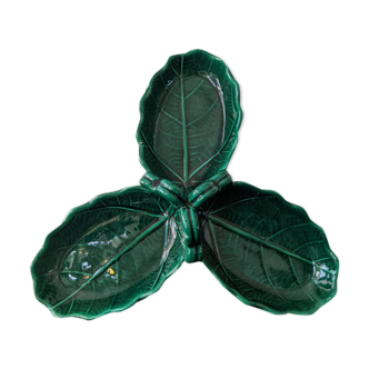 Three-part green serving dish