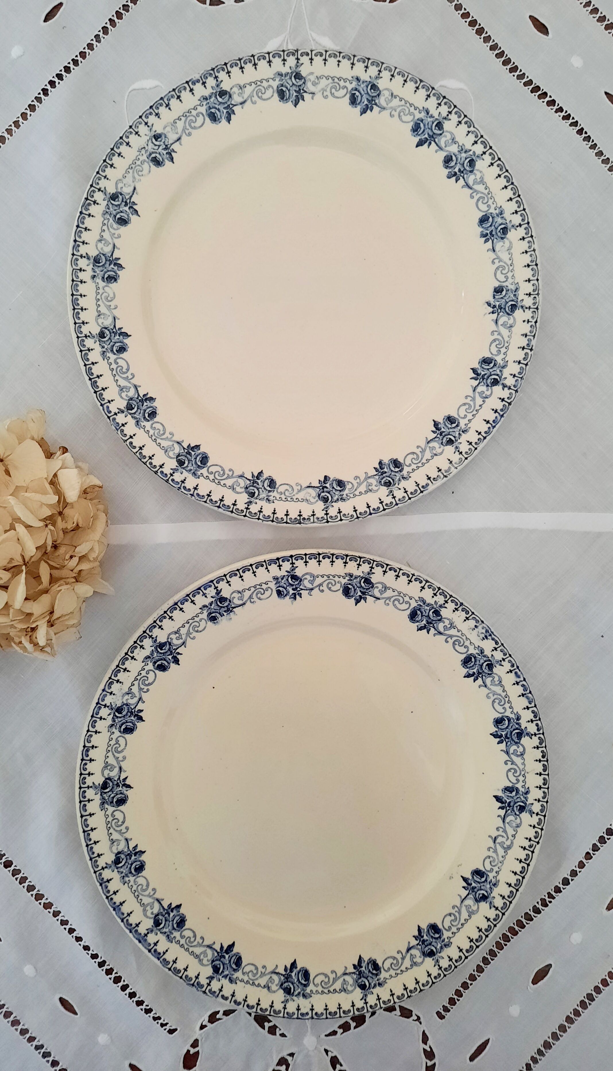 6 old flat plates mismatched iron earth