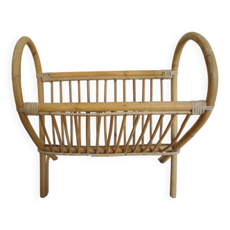 vintage rattan magazine rack