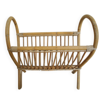 vintage rattan magazine rack