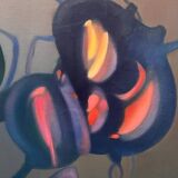 Lucien marduel (1931) yellow red abstraction original modern painting