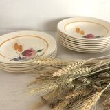 8 assiettes creuses, Sarreguemines, modèle Cocorico