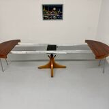 Extendable table with central leg, Italian design by Luigi Bartolini, vintage.