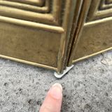 Antique brass fireplace screen from 1920, vintage spark guard.