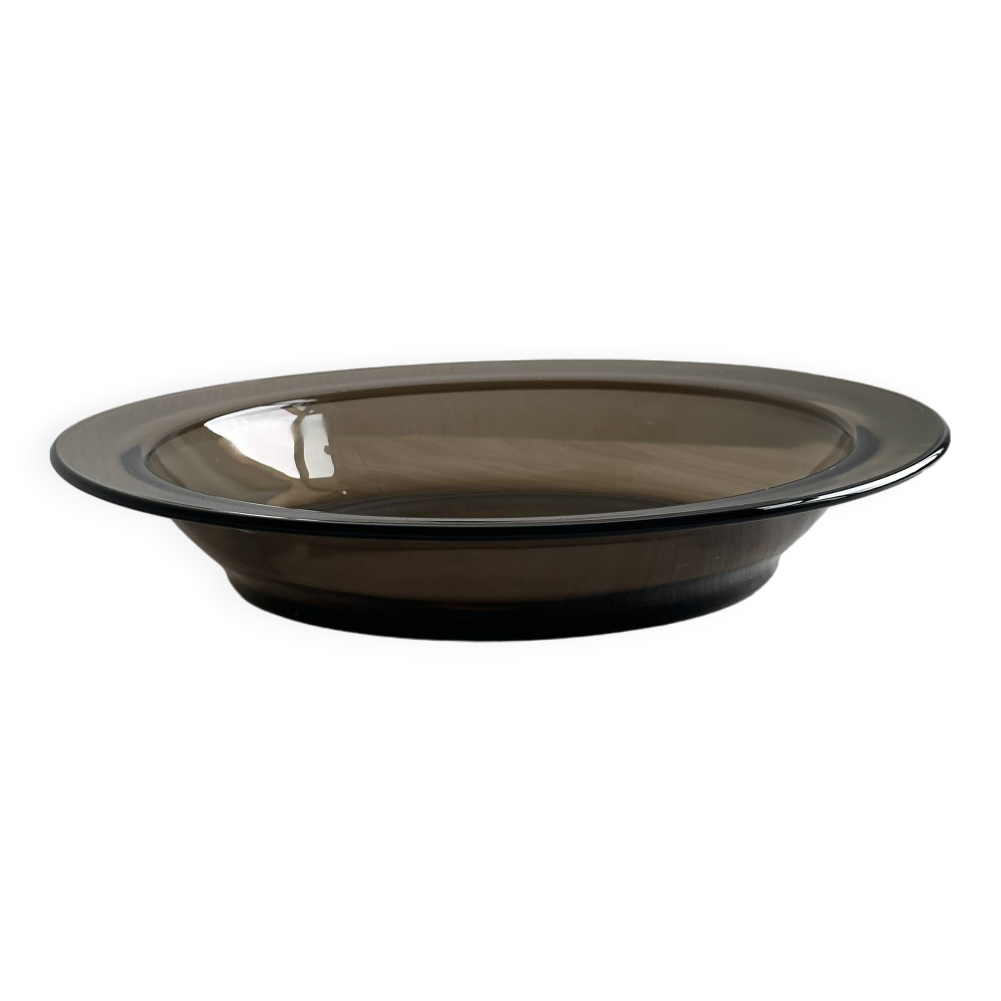 Smoked glass dish, modern design.