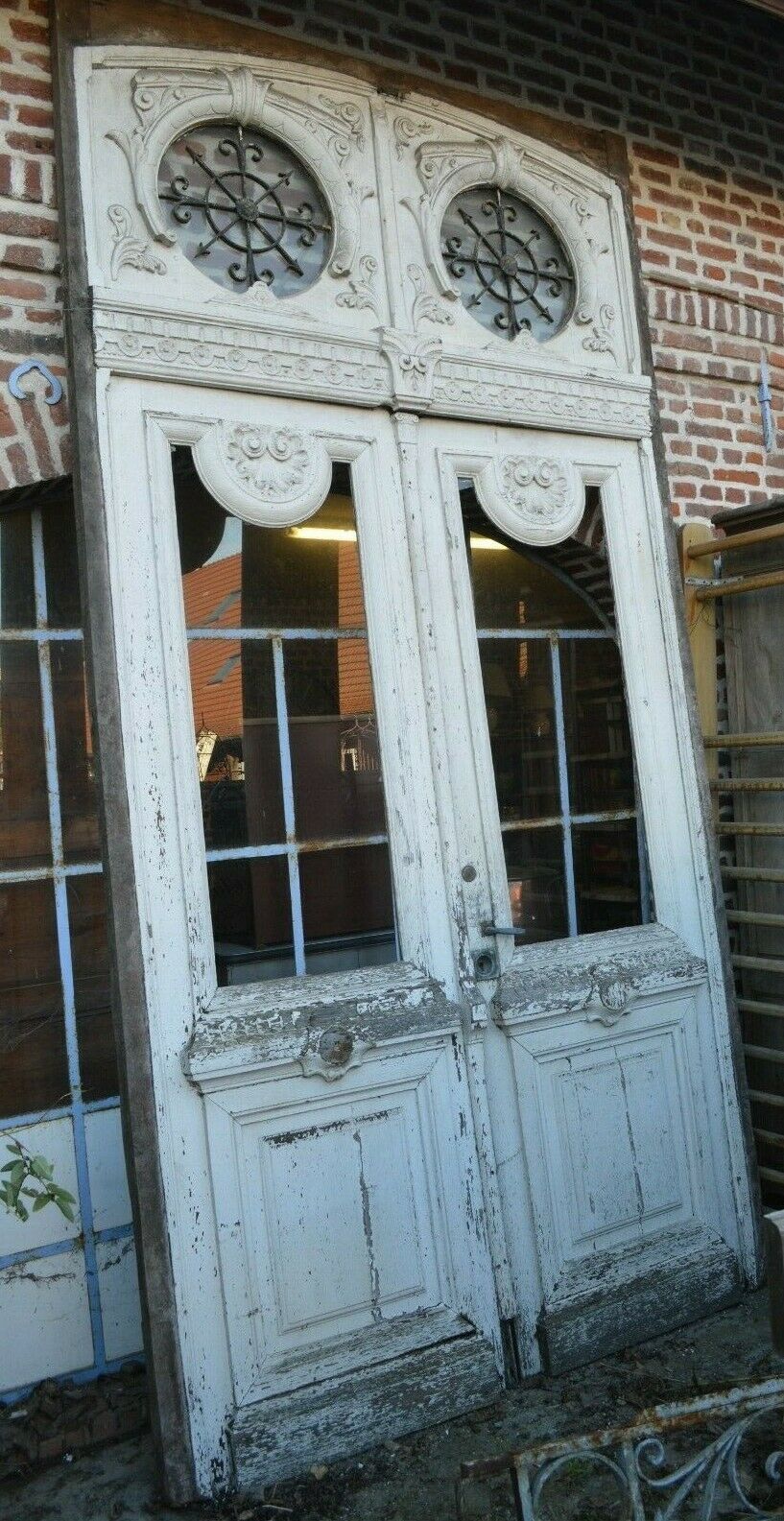 double oak entrance door with its frame