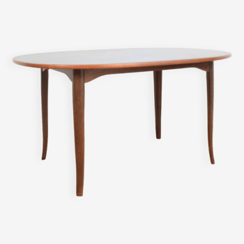 Table suédoise vintage en teck modèle « Ovalen » par Carlm Malmsten pour Mobel Komponerad AV, années 1950.