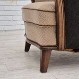 Fauteuil danois en coton marron clair et chêne, 1950
