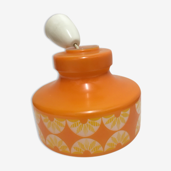 Lustre en opaline orange année 60