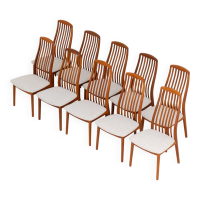 Ensemble de 10 chaises de salle à manger par Kai Kristiansen pour Schou Andersen (Danemark)